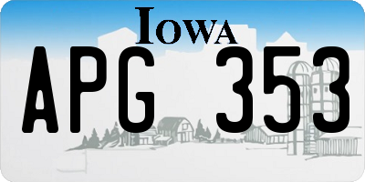 IA license plate APG353