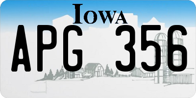 IA license plate APG356