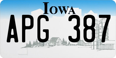 IA license plate APG387