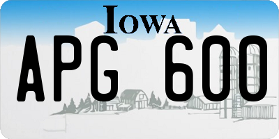 IA license plate APG600