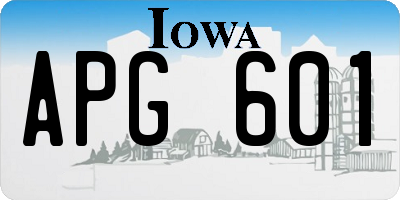 IA license plate APG601