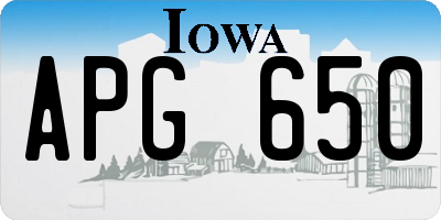IA license plate APG650