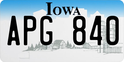 IA license plate APG840