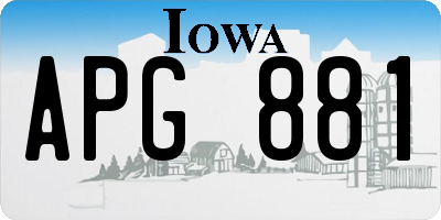 IA license plate APG881