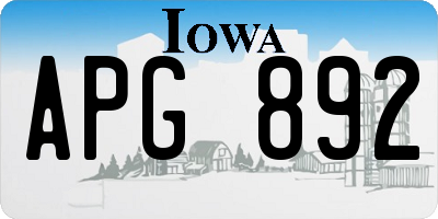 IA license plate APG892