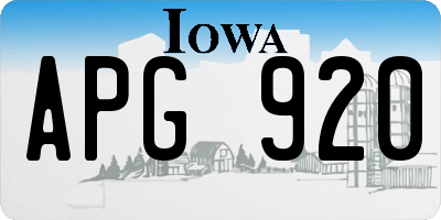 IA license plate APG920