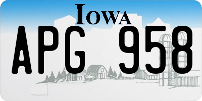 IA license plate APG958