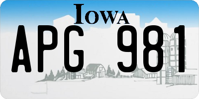 IA license plate APG981