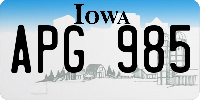 IA license plate APG985