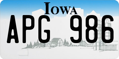 IA license plate APG986