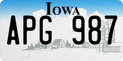 IA license plate APG987
