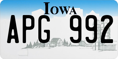 IA license plate APG992