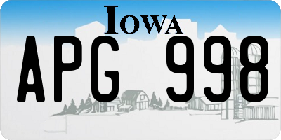 IA license plate APG998