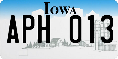 IA license plate APH013
