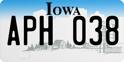 IA license plate APH038