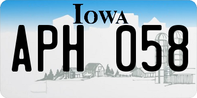 IA license plate APH058