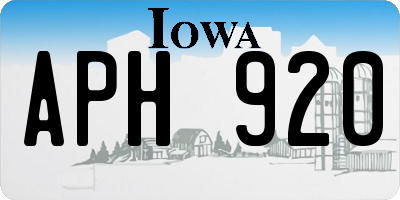 IA license plate APH920