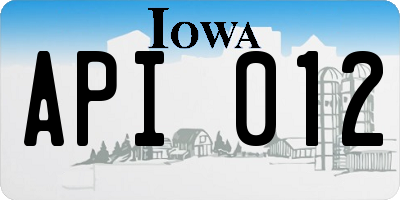 IA license plate API012