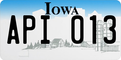 IA license plate API013