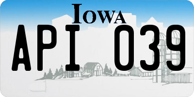 IA license plate API039