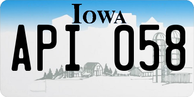 IA license plate API058