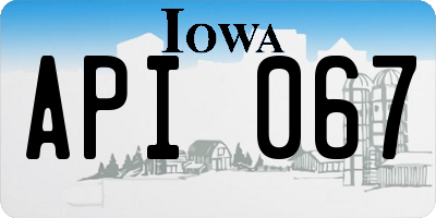 IA license plate API067