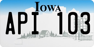 IA license plate API103
