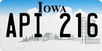 IA license plate API216