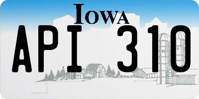 IA license plate API310