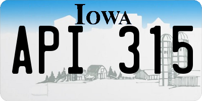 IA license plate API315