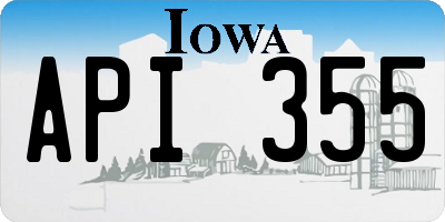 IA license plate API355