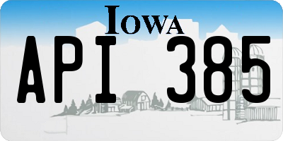 IA license plate API385