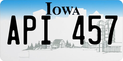 IA license plate API457