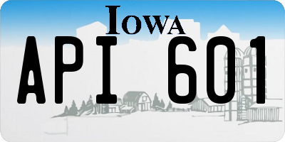 IA license plate API601