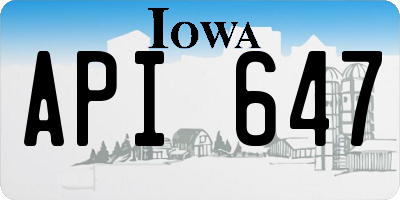 IA license plate API647
