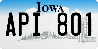 IA license plate API801