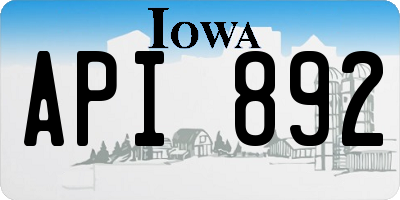 IA license plate API892
