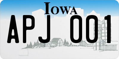 IA license plate APJ001