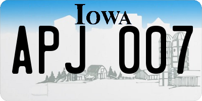 IA license plate APJ007