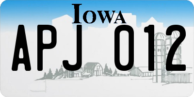 IA license plate APJ012