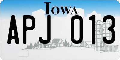 IA license plate APJ013