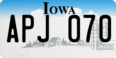 IA license plate APJ070