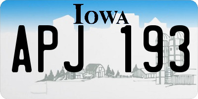 IA license plate APJ193