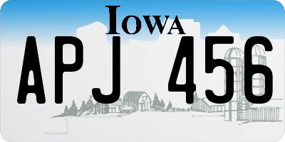 IA license plate APJ456