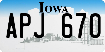 IA license plate APJ670