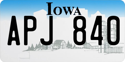 IA license plate APJ840