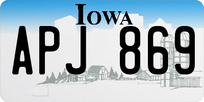 IA license plate APJ869