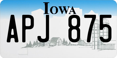 IA license plate APJ875