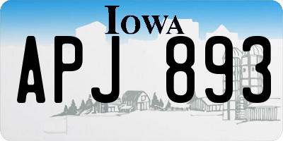 IA license plate APJ893