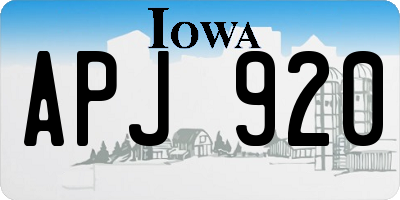 IA license plate APJ920